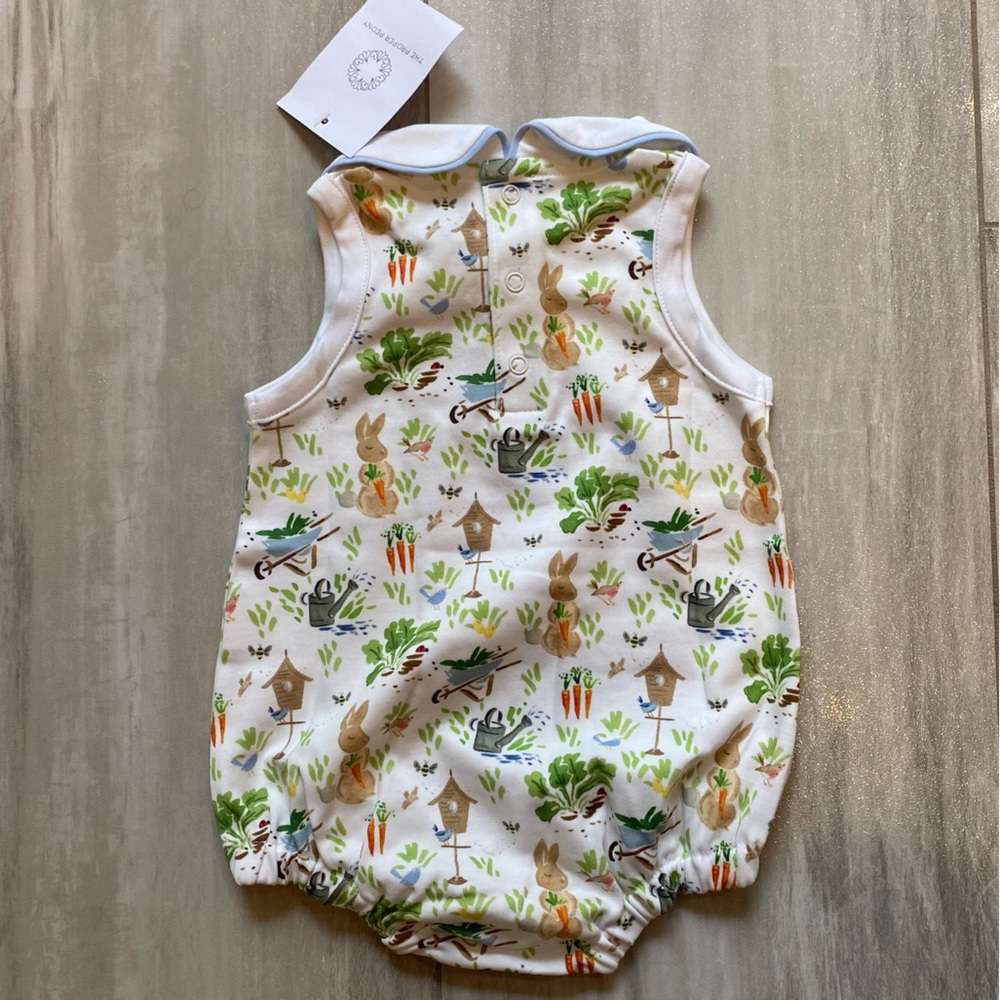 NWT The Proper Peony Baby Bunny Collared Pima Cotton Bubble Romper, size 3M - Picture 5 of 9